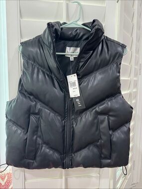 Madden Girl Shiny Black Quilted Puffer Vest